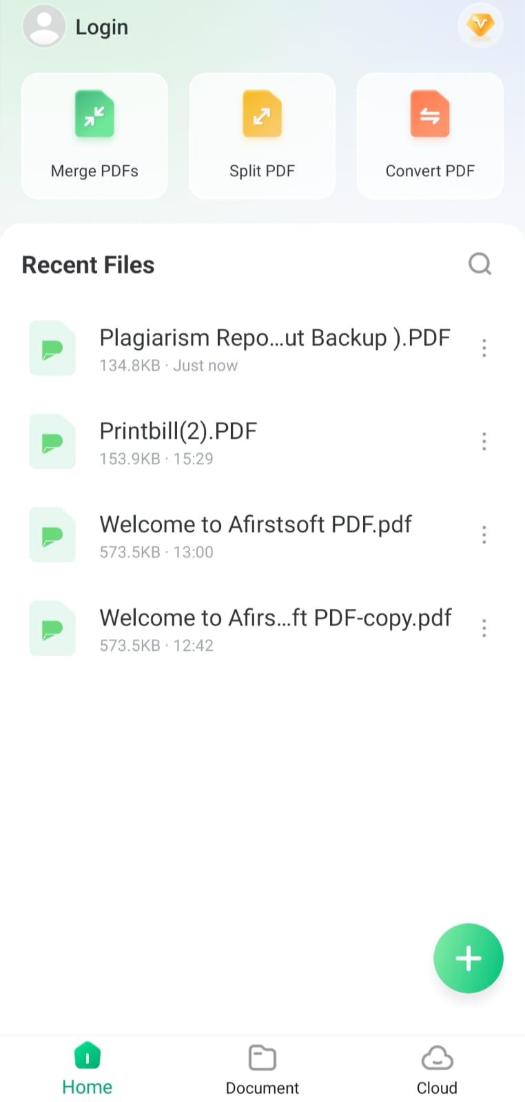 afirstsoft pdf recent files