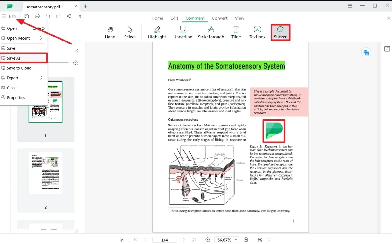 Saving annotated document