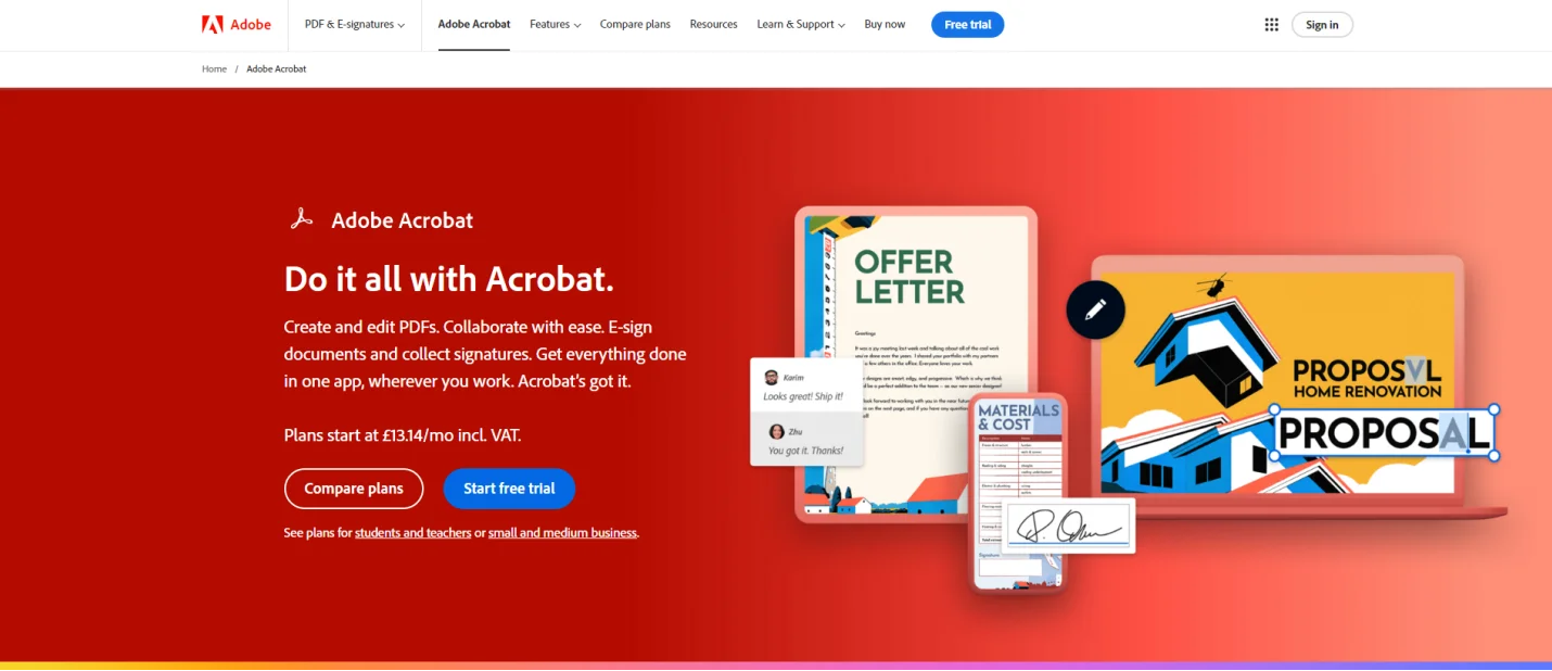 Adobe Acrobat Reader Home Page