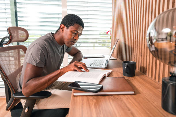 A student preparing his research paper