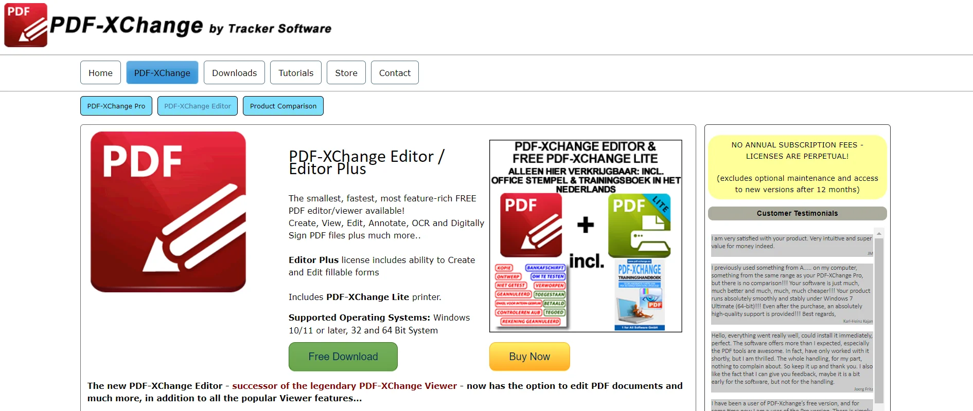 PDF-XChange Editor homepage