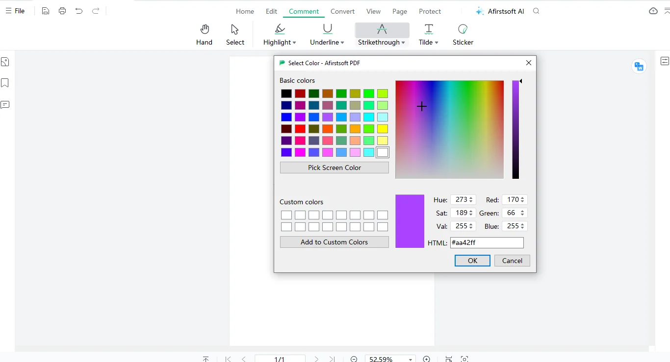 clicking on more colors and adjusting the opacity of the selected shade