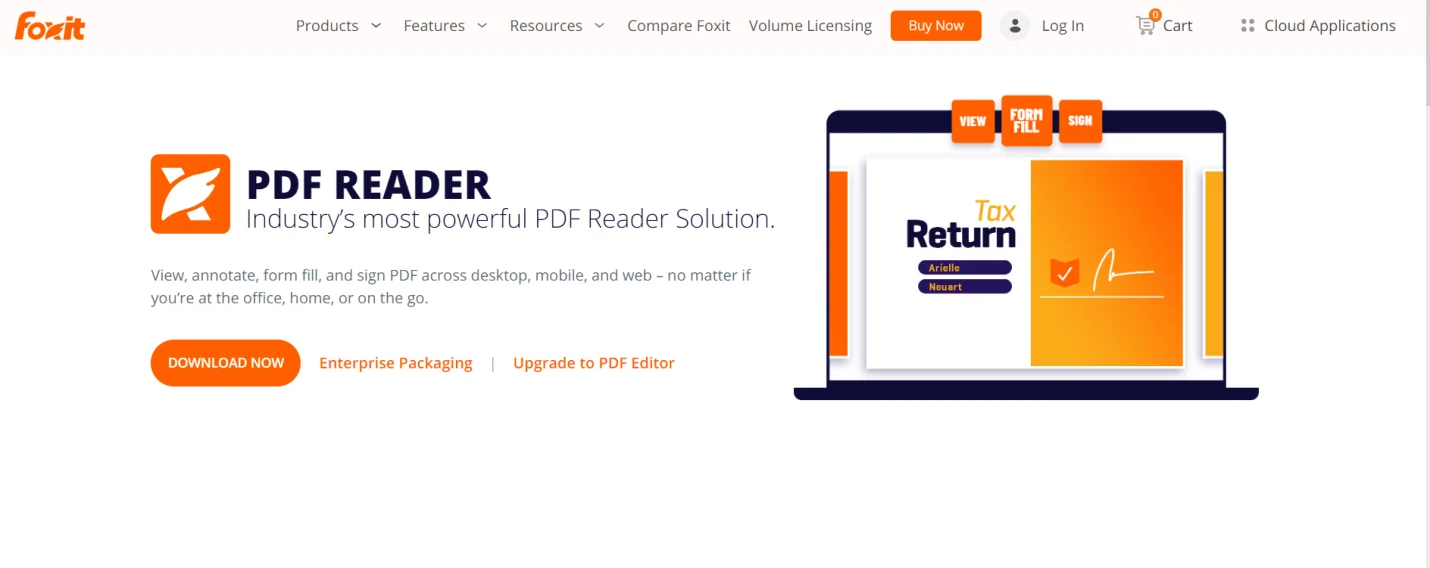 Foxit PDF Reader homepage