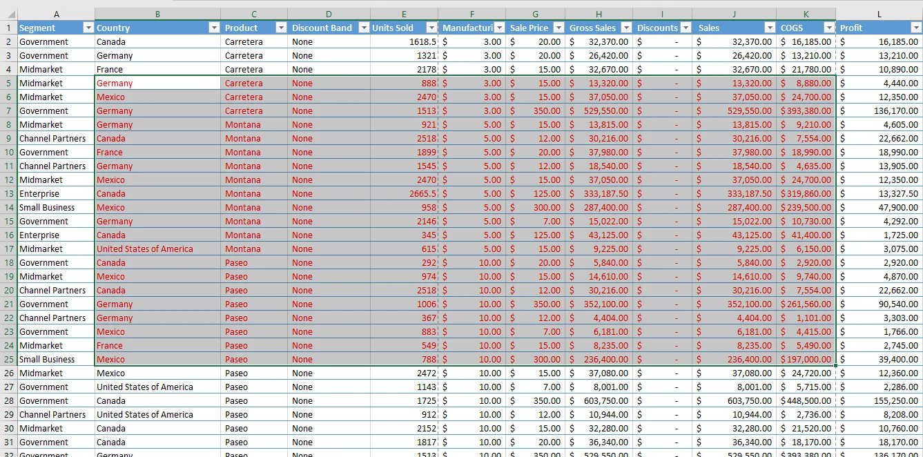 excel document