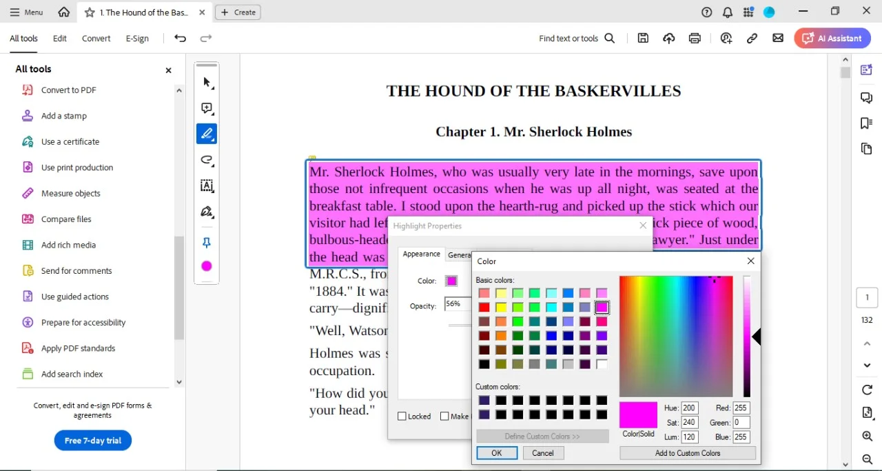 choosing the color and adjusting its shades