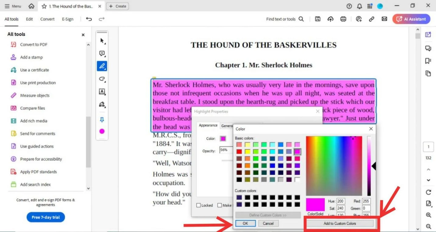 adding the adjusted shade to custom colors and applying it to highlight