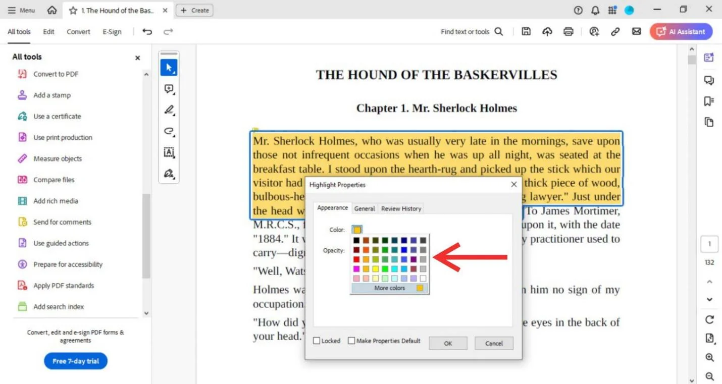 opening the color picker