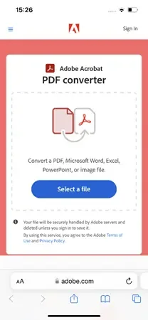 accessing adobe acrobat’s online pdf converter