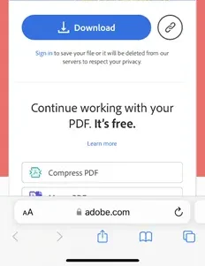 converting the selected image to pdf and downloading the created pdf to the iphone