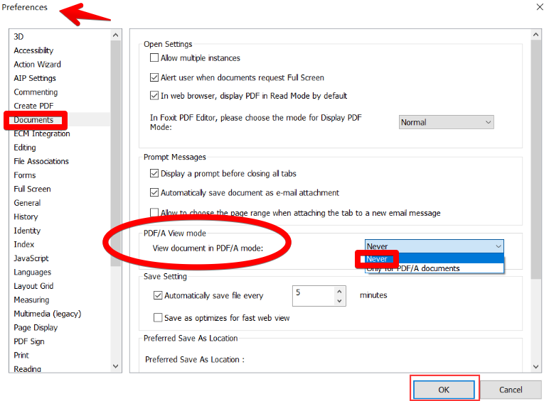 disabling pdf/a view mode in foxit pdf editor