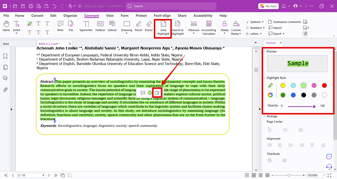 highlighting text in foxit pdf editor