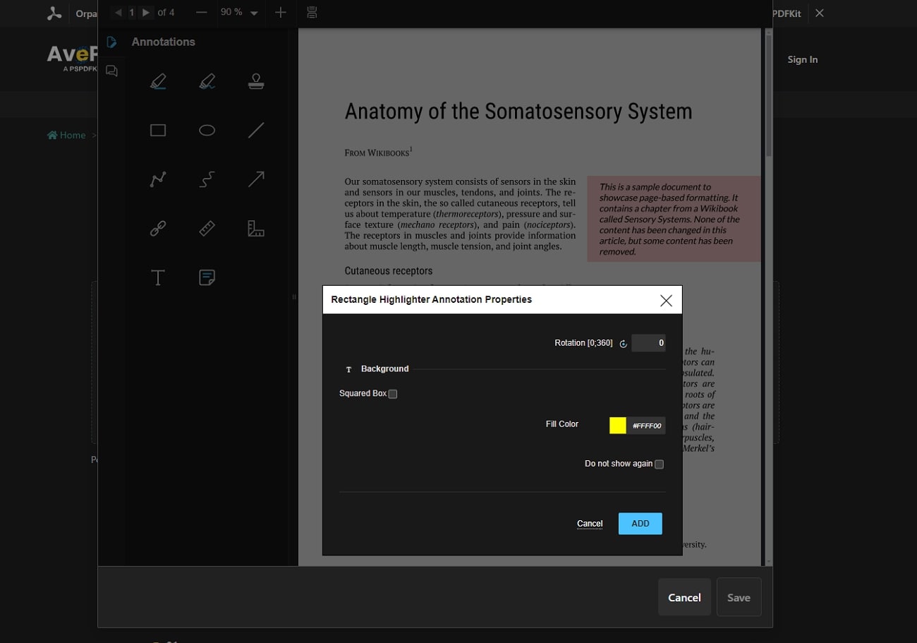 avepdf pdf highlighting tool