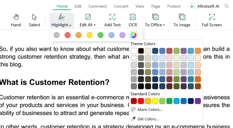 Changing the Color of Highlight