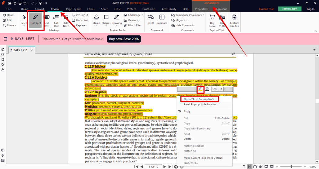 highlighting pdf in nitro pdf