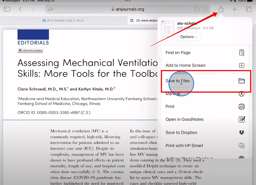 saving online PDF file on iPad