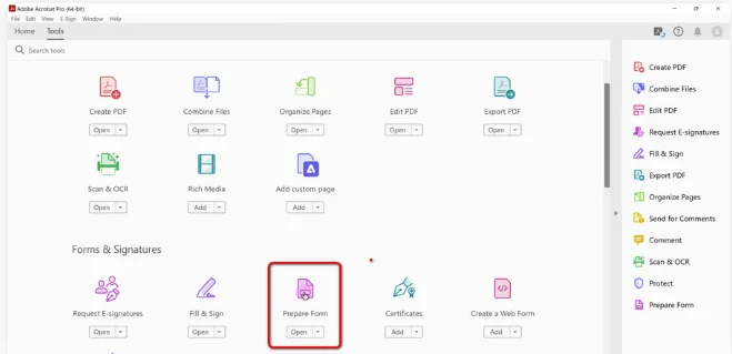 selecting prepare form