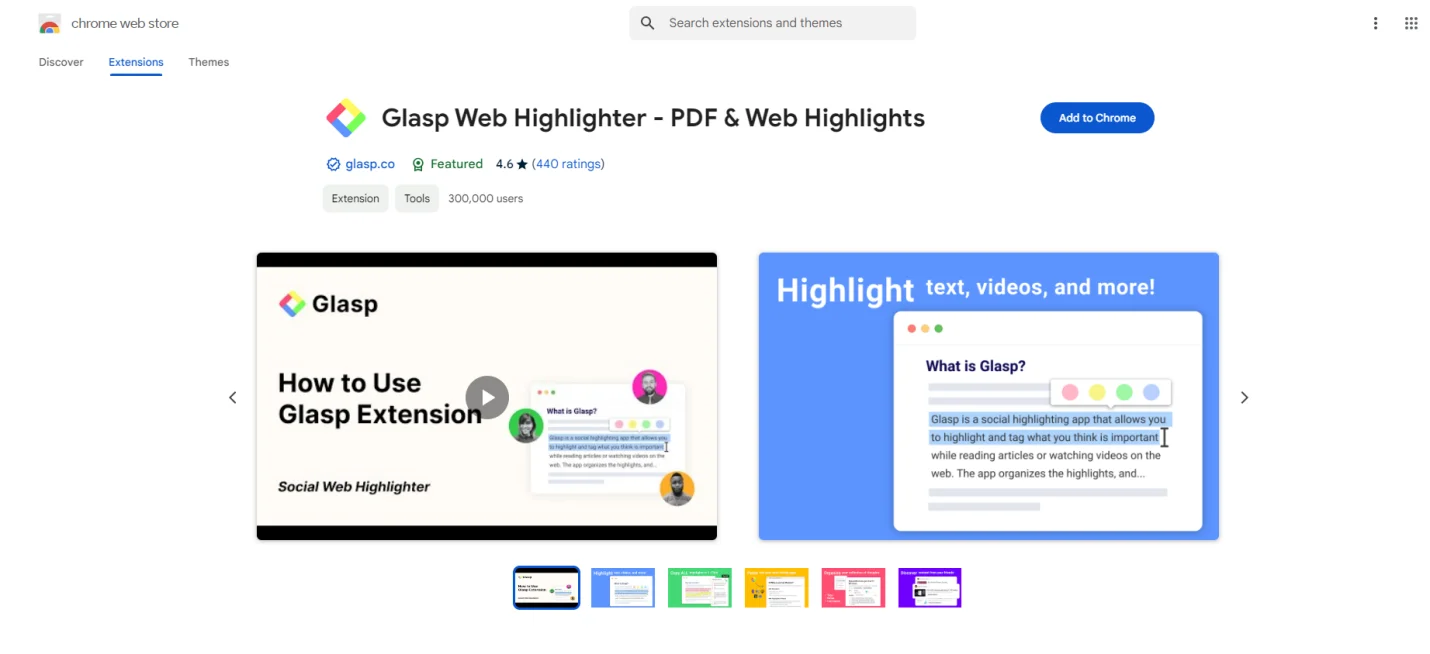 Glasp Web Highlighter on Chrome Web Store