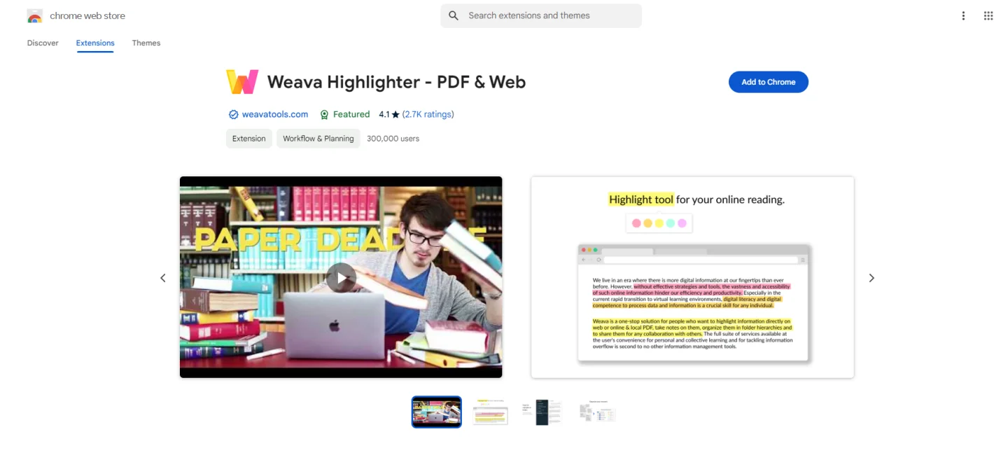 Weava Highlighter on Chrome Web Store