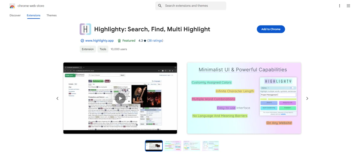 Highlighty on Chrome Web Store