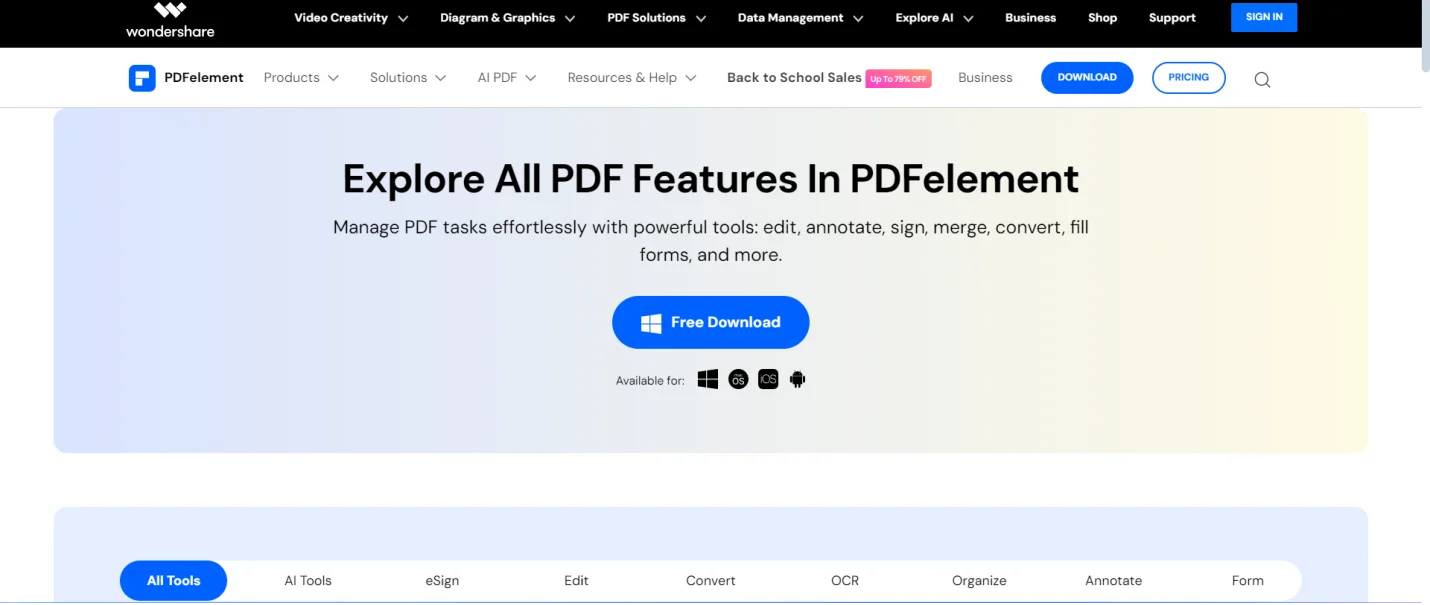 PDFelementr homepage 