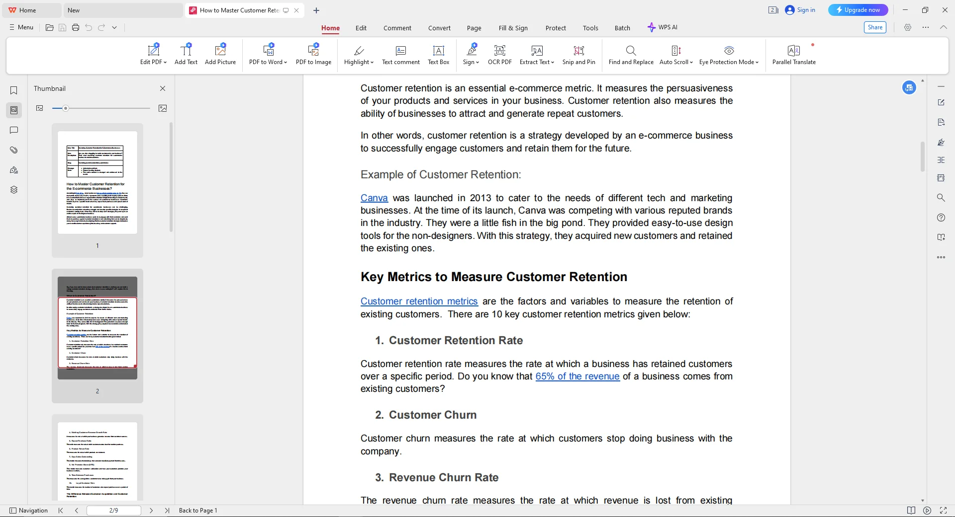 Opening document in the WPS Office