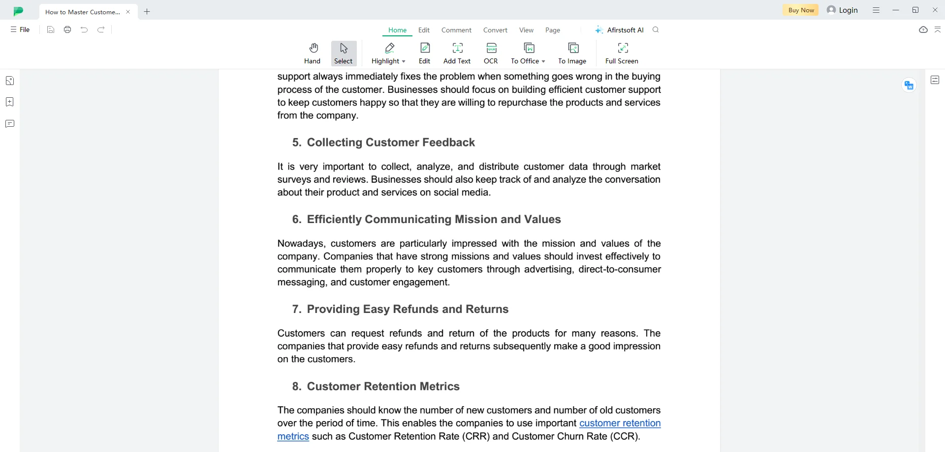 Opening the PDF Document in the Afirstsoft PDF