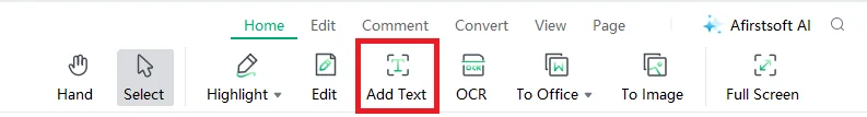 Clicking the Add Text Tool