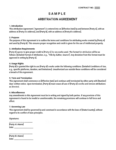 Attribution Agreement Template