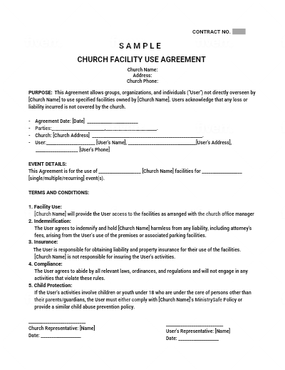  Church Facility Use Agreement Templates