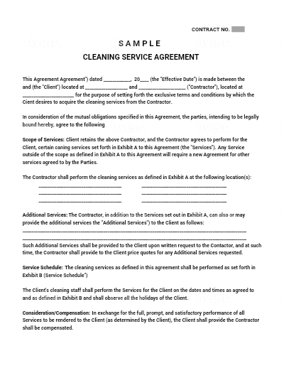 Cleaning Agreement Template