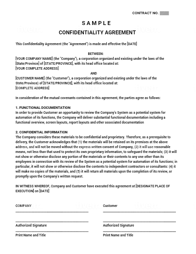 Confidentiality Agreement