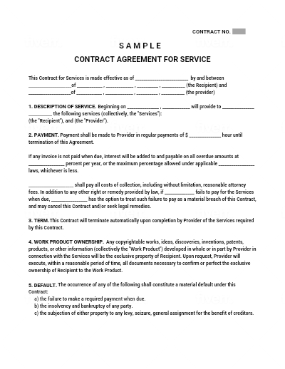 Contract for Service Agreement Template