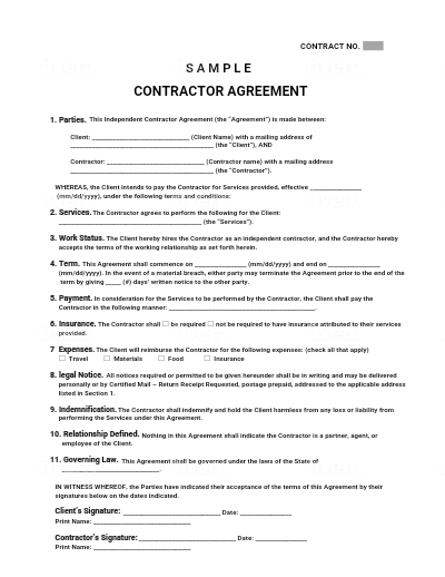 Contractor Agreement Template