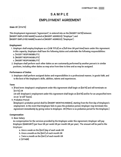 Employment Agreement Templates