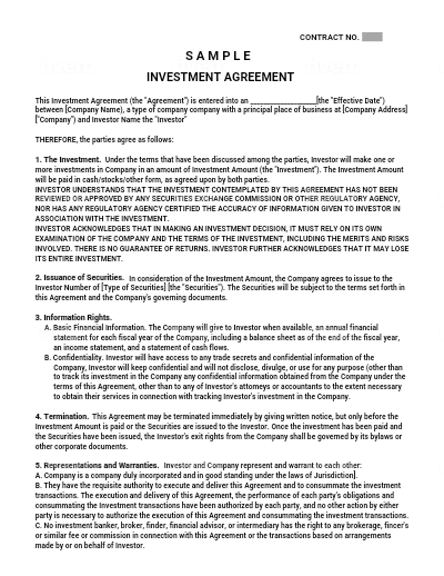 Investment Agreement Template