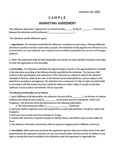 Marketing Agreement Templates