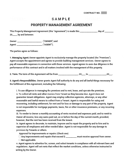 Property Management Agreement Template