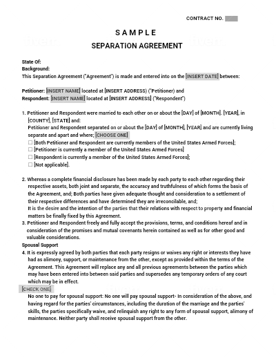 Separation Agreement Templates