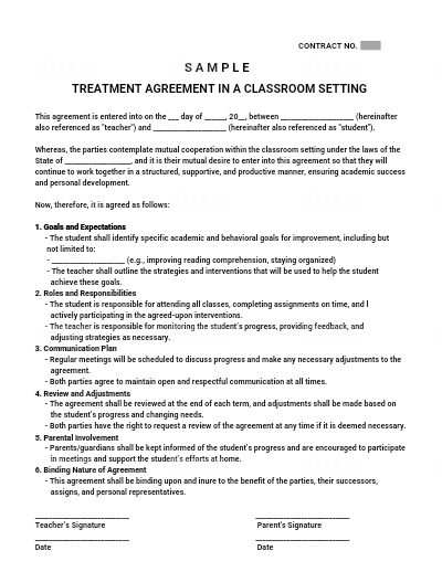 Treatment Agreement Template