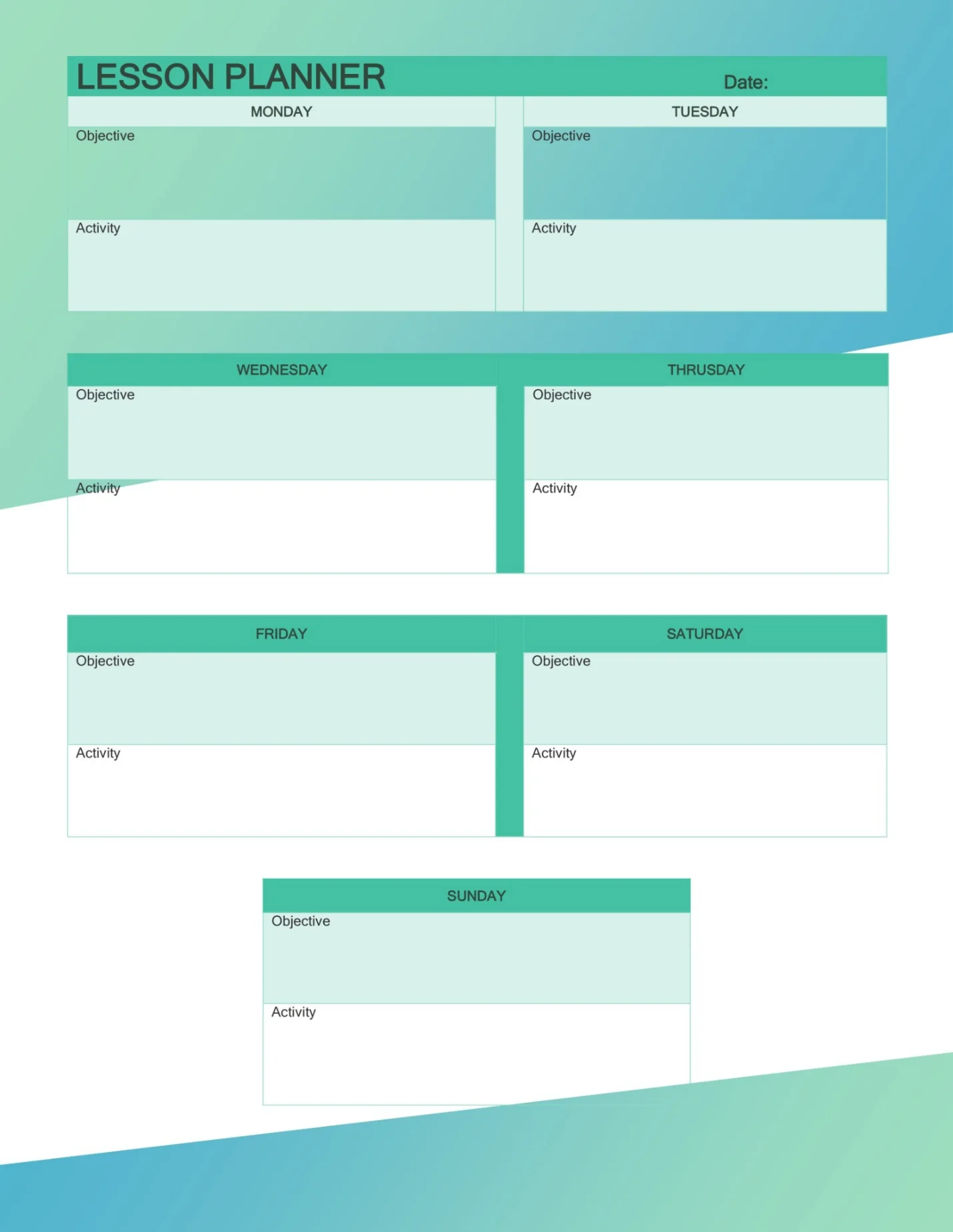 lesson planner template