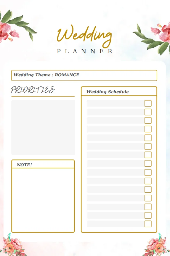 wedding planner template