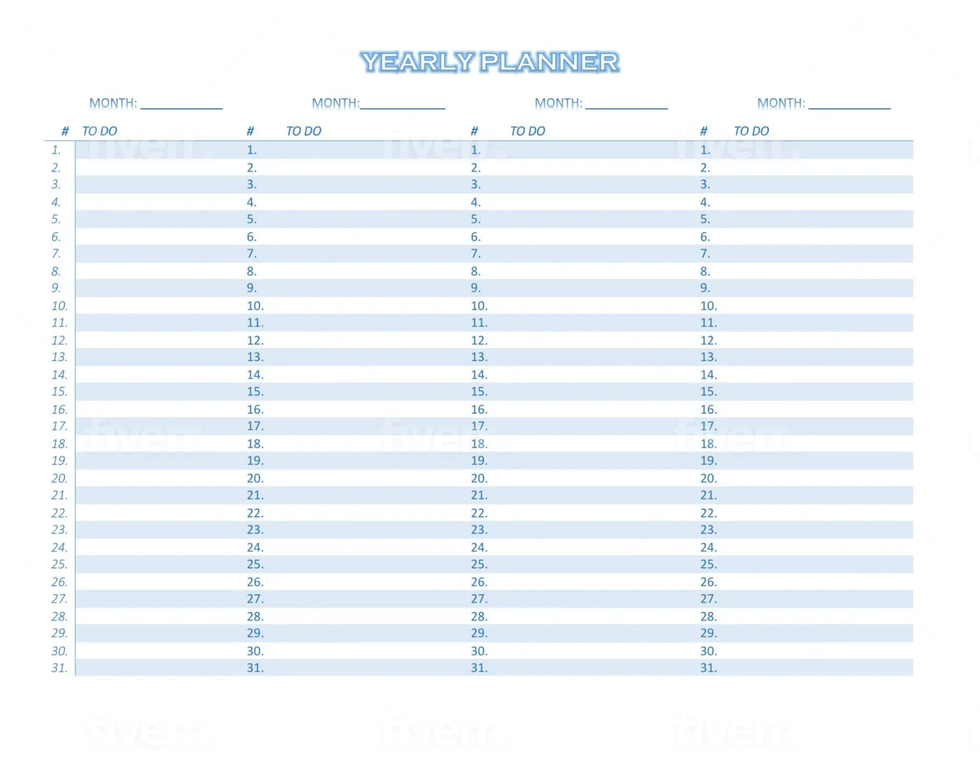 yearly planner template