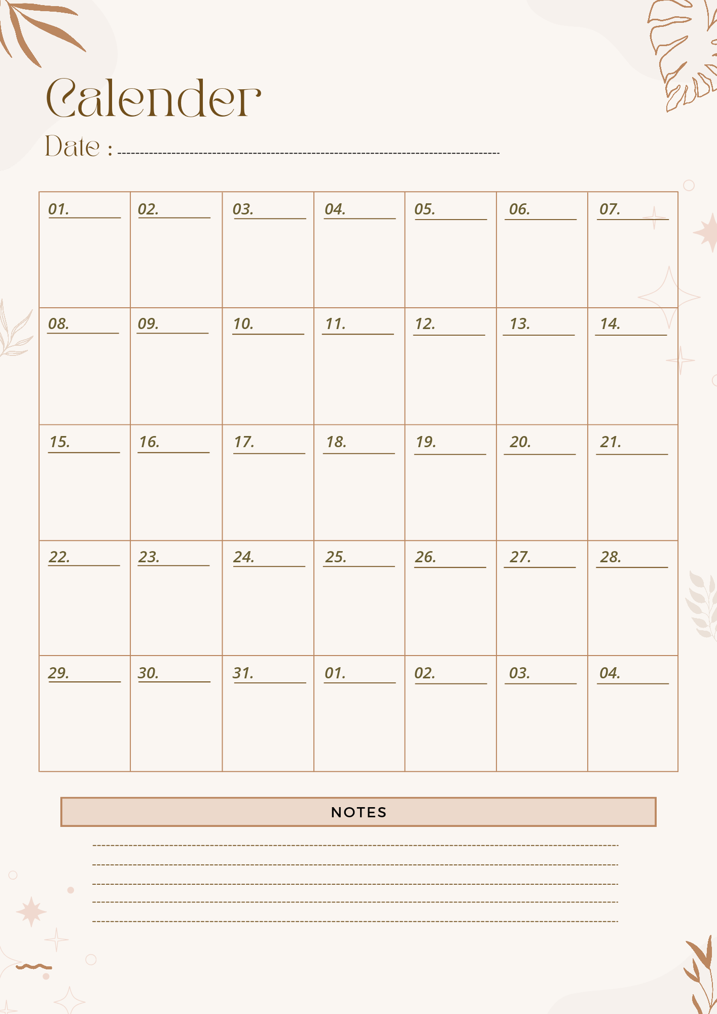 Free Download Calendar Planner Template