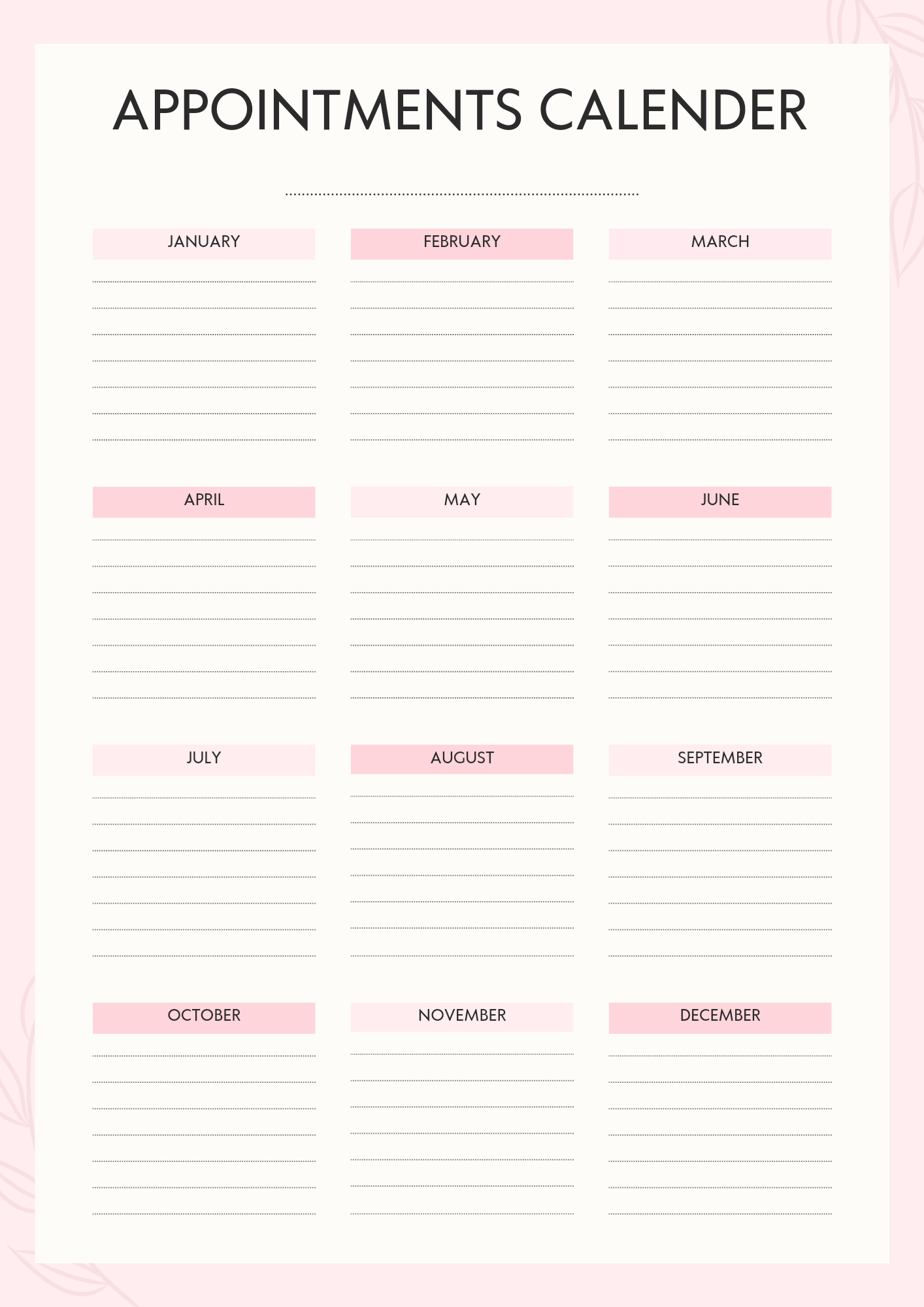 Appointments Calendar