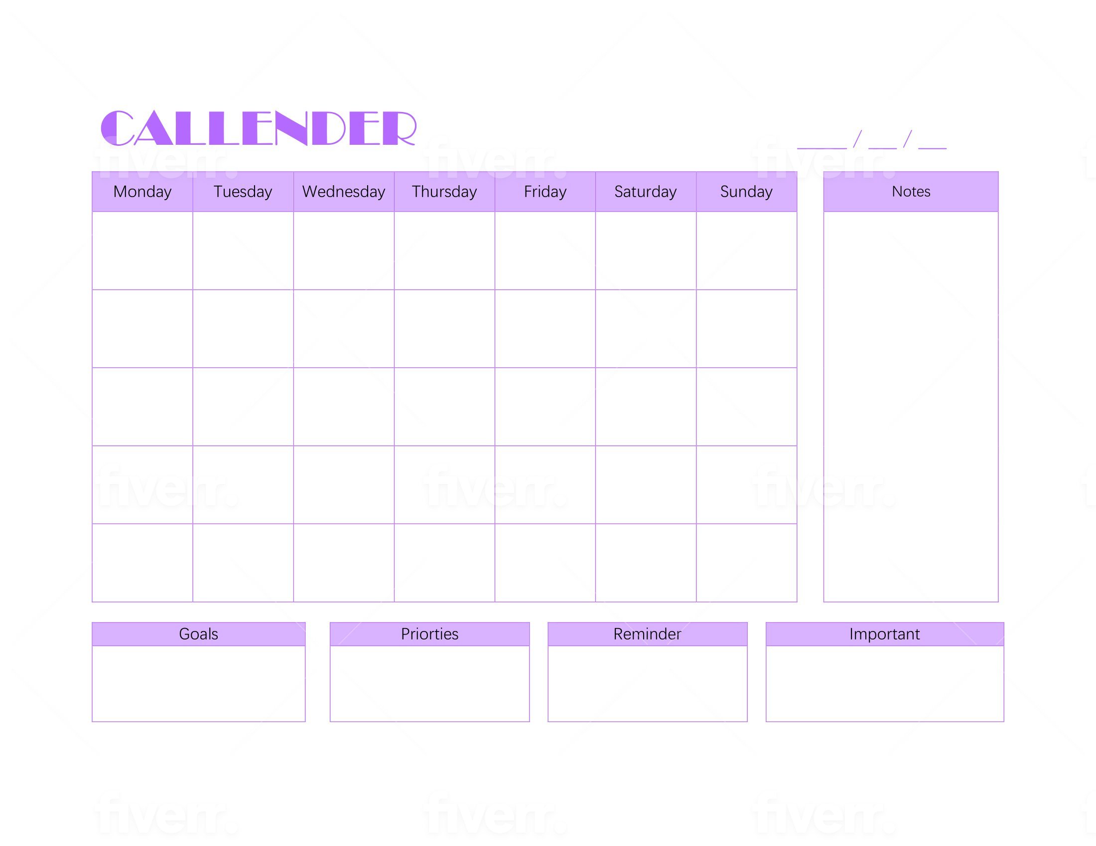 Calendar Planner Template