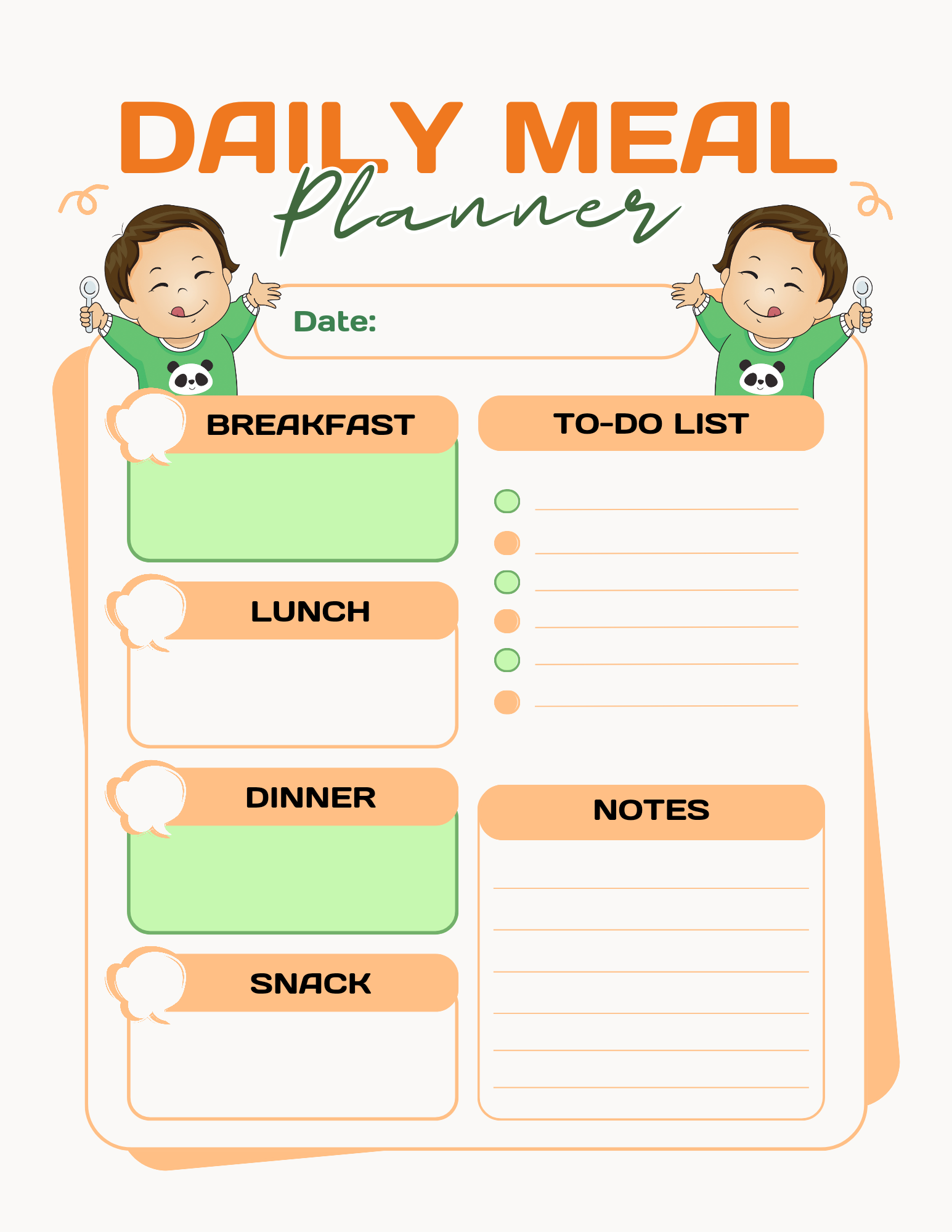 Daily Meal Planner Template