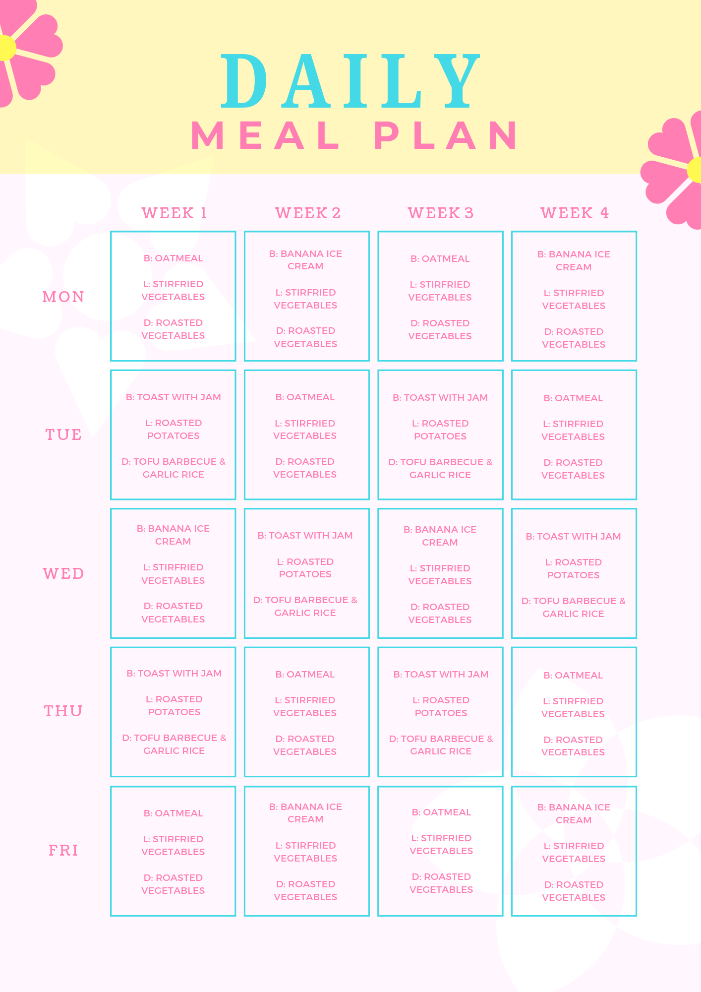 Daily Meal Planner Template