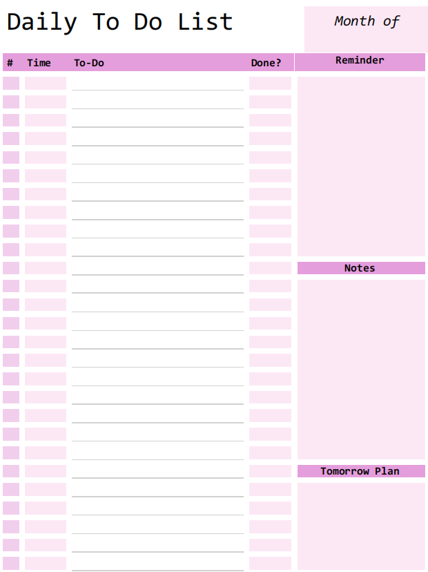 Daily To-do List Template