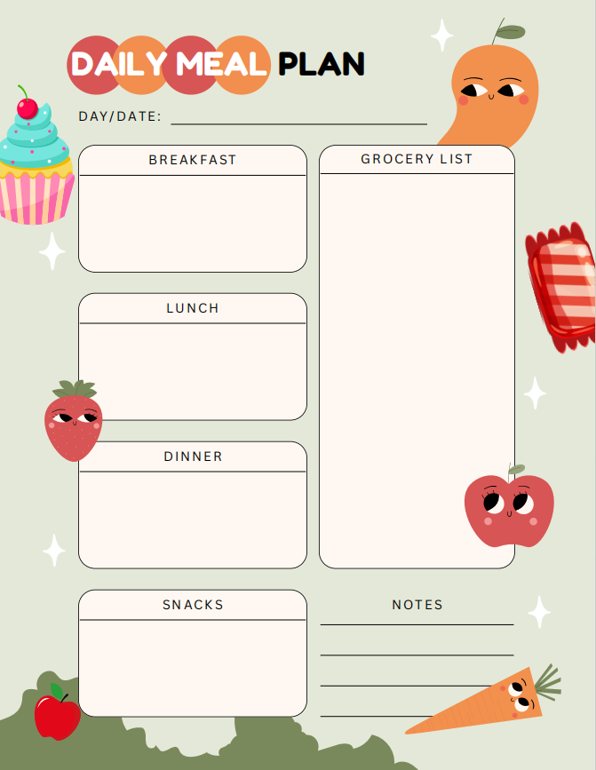 Daily Meal Planner Template