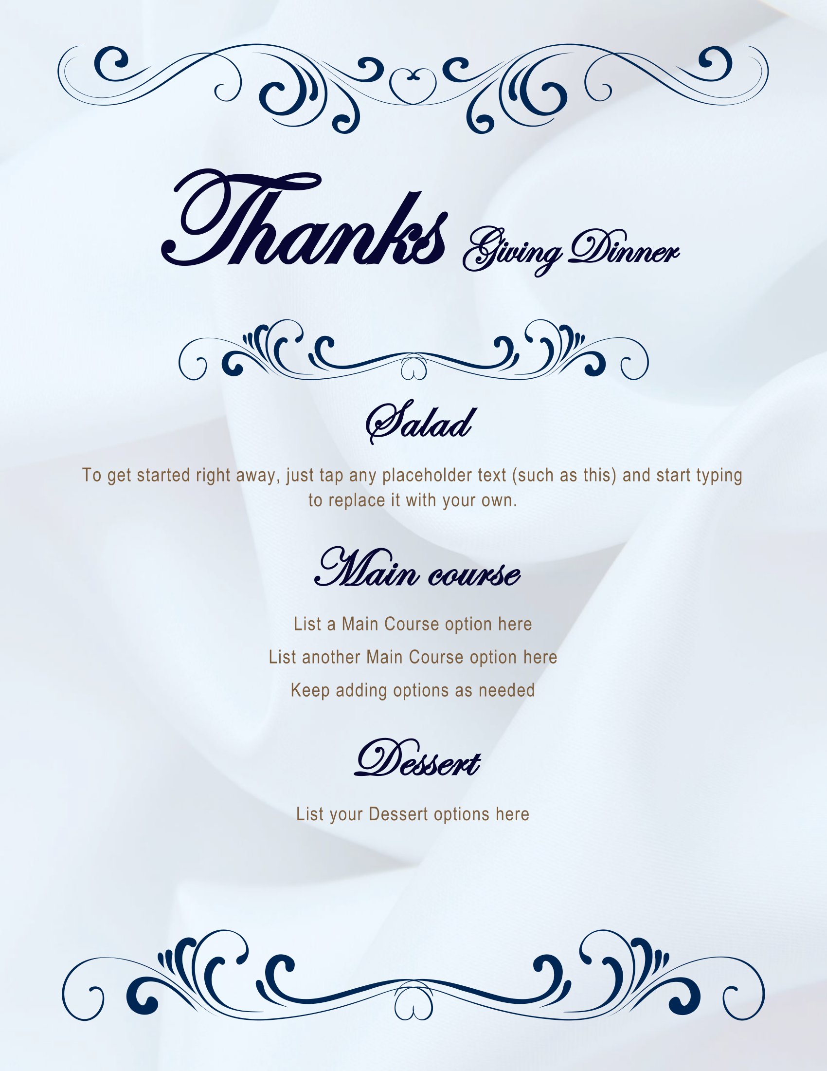 Thanksgiving Menu Planner Templates